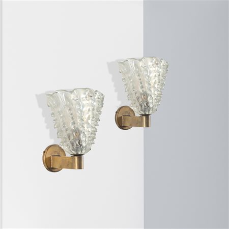 Barovier & Toso (6)Murano, anni 4019x18,5x10 cm.sei lampade da muro in vetro...