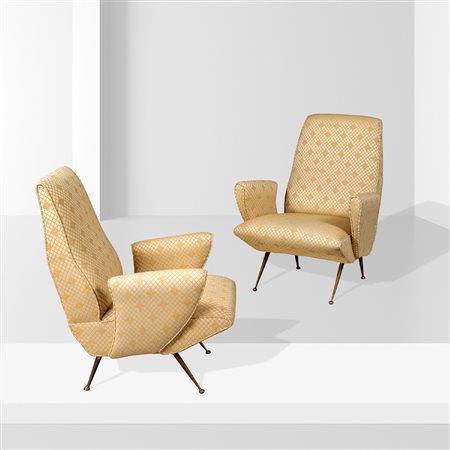 Nino Zoncada (2)Italia, anni 6083x67x80 cm.coppia di poltrone ottone e...