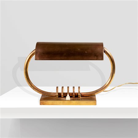 Manifattura italianaanni 50-6020x30x9 cm.lampada da tavolo in ottone