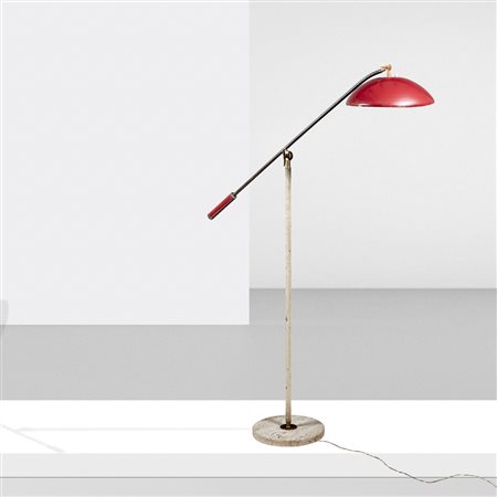 StilnovoItalia, anni 50h. 180 cmlampada da terra, ottone, alluminio verniciato