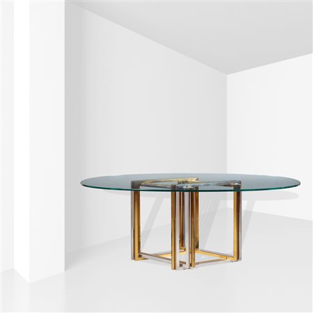 Romeo RegaItalia, anni 7073x188x108 cm.tavolo in acciaio, acciaio dorato,...