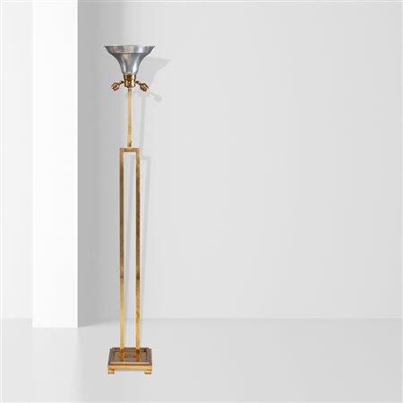Romeo RegaItalia, anni 70h. 165 cm.lampada da terra acciaio e acciaio dorato