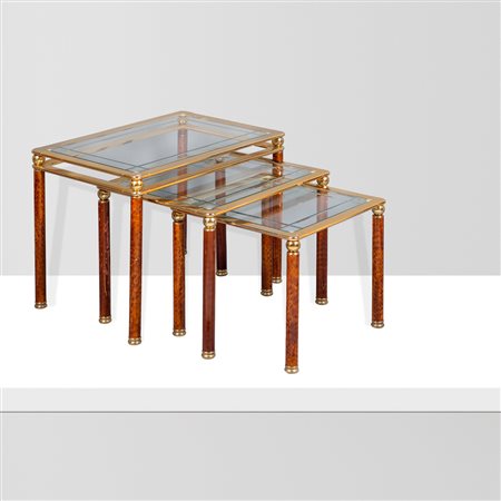 Manifattura italiana (3)anni 70-8036x40x40-39x50x40-47x60x40 cm.tre tavolini...