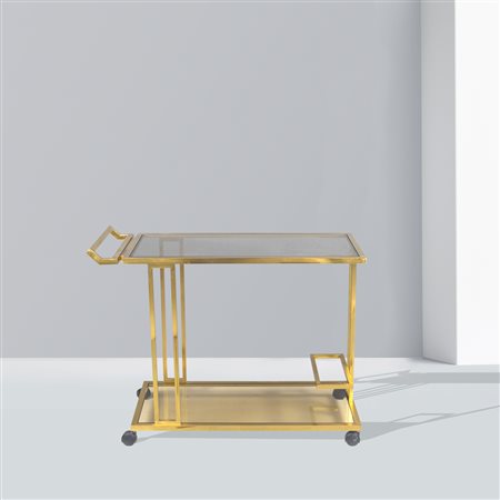 Manifattura italianaanni 7070x91x46 cm.carrello ottone e vetro fumè