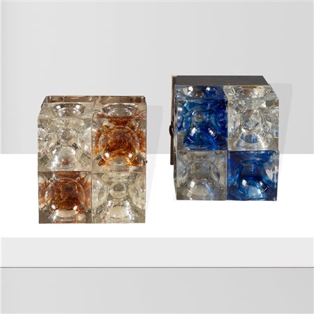 Albano Poli, prod. Poliart (2)Murano, anni 60-7016x16x13 cm.due lampade da...