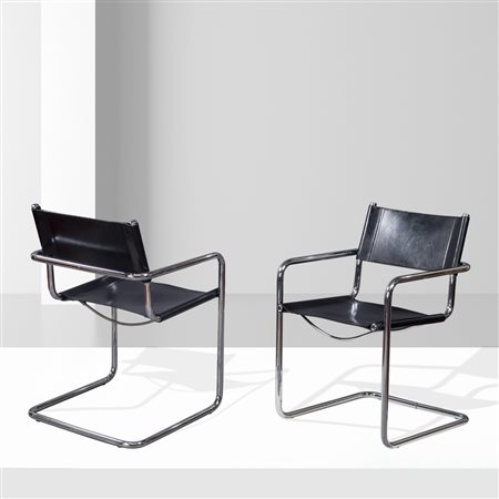 Tito Agnoli, prod. Unifor (4)anni 7080x54x54 cm.quattro sedie in metallo...