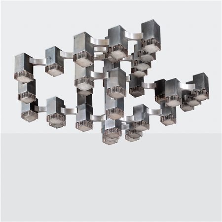 Gaetano SciolariItalia, anni 7053x90x90 cm.lampada a sospensione Cubic,...