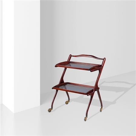 Manifattura italianaanni 50- 6078x61x50 cm.carrello in legno e ottone