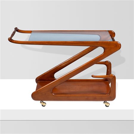 Manifattura italianaanni 50-6064x95x41 cm.carrello in noce e cristallo molato