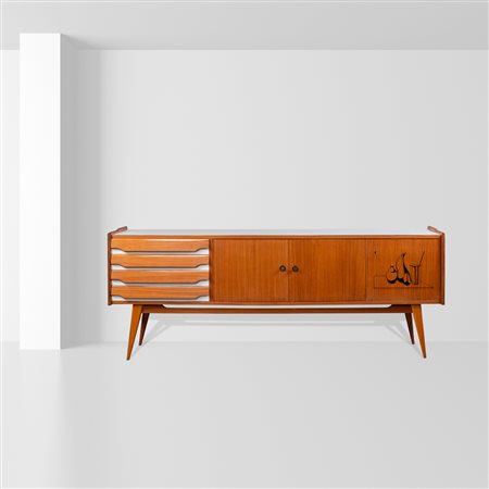 Manifattura italianaanni 5089x221x47 cm.grande credenza legno e formica
