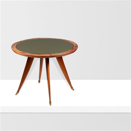 Manifattura italianaanni 50-6050x64 cm.tavolino basso in noce, ottone e vetro...