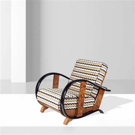 Manifattura austriacaanni 30-4077x71x97 cm.poltrona Decò reclinabile in noce...