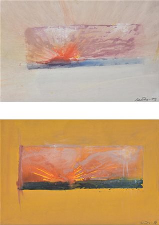 Ignoto LOTTO DI 2 OPERE tecniche miste su carta, cm 23x35 ciascuna sul...