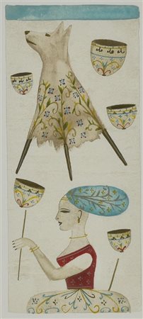 Anonimo COMPOSIZIONE gouache e acqurello su cartone telato, cm 24x12