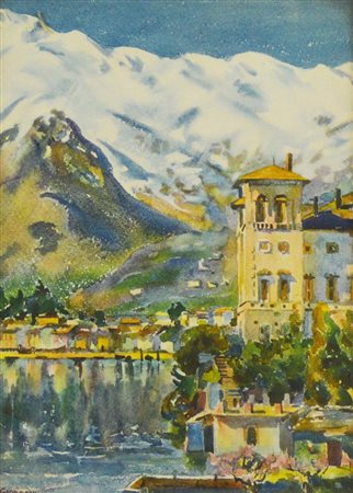 Giordani VEDUTA acquerello su carta, cm 34x24 firma