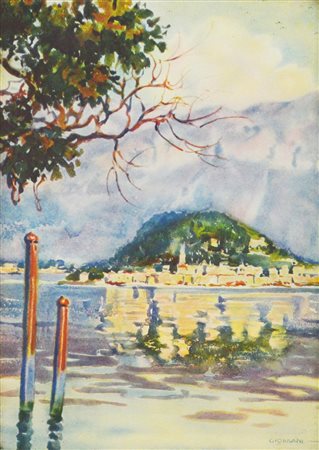 Giordani VEDUTA acquerello su carta, cm 34x24 firma