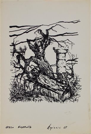 Luigi Regianini DISSEPOLTA tecnica mista su carta, cm 30x20 sul fronte: data...