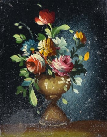 Anonimo LOTTO COMPOSTO DA 4 NATURE MORTE olio su cartone, cm 9x7 ciascuna (4)