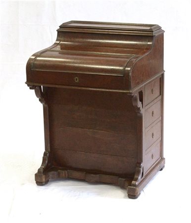 Scrittoietto Davenport lastronato in radica. Alzatina a scomparsa celante due c