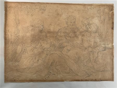 Ambito di Simone Cantarini, da una stampa del Cantarini "Sacra Famiglia con San