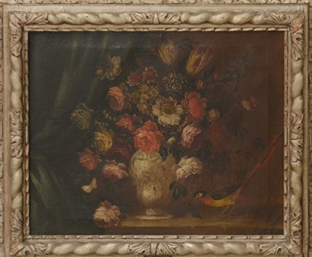 Ignoto "Natura morta di fiori" olio su tela (cm 62x75). In cornice