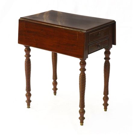 Tavolino ad alette a due cassetti nella fascia, gambe a torciglione, Inghilterr