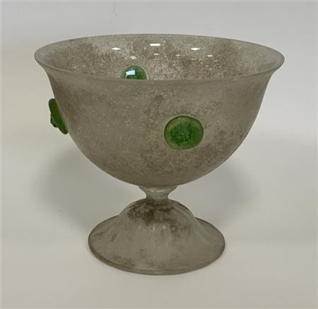 Manifattura di Murano
Coppa in vetro soffiato corroso sulla superficie esterna,