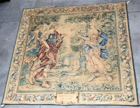 Arazzo dipinto su tela raffigurante "Incontro d'Enea con Venere. Italia, secolo