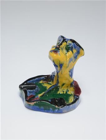 Alfredo Biagini (Attribuito)
Posacenere con testa umana in ceramica smaltata in