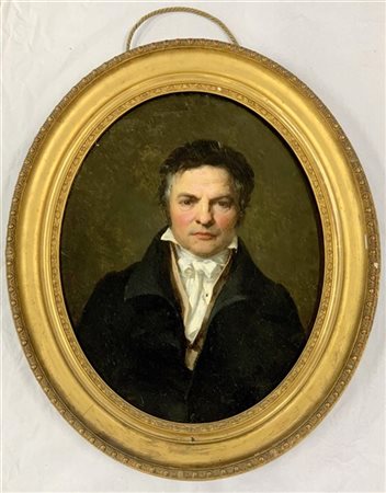 Artista del secolo XIX, "Ritratto di gentiluomo", olio su tela (cm 72x58), in c