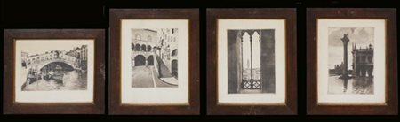 Gruppo di quattro incisioni raffiguranti scorci di Venezia (cm 18x13) in cornic