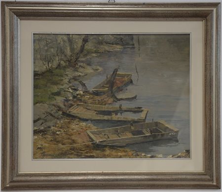 Ambrogio Vismara "I quater ass al lago di Mezzola" olio su compensato (cm 40x50)