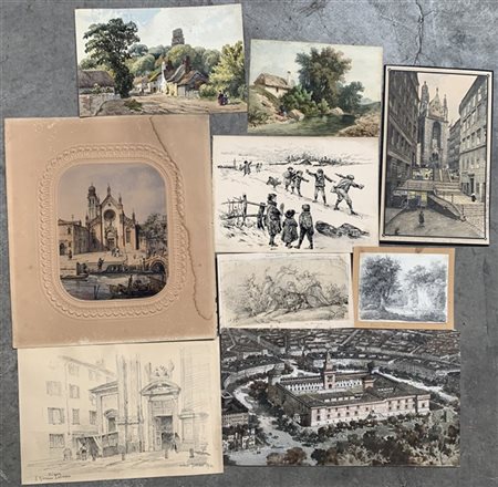 Lotto composto da numerosi disegni di artisti diversi, prevalentemente del seco