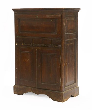 Credenza rustica da cucina in legno dolce con due ante nella parete inferiore,