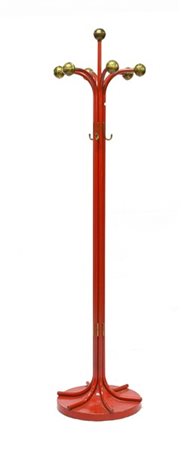 Appendiabiti da terra in metallo verniciato rosso e oro (h cm 180) (difetti)
