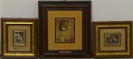 Lotto composto da tre riproduzioni su argento di autori, soggetti e misure dive