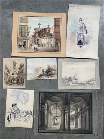 Lotto composto da numerosi disegni di artisti diversi, prevalentemente del seco