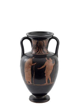 ANFORA ATTICA A FIGURE ROSSE DATAZIONE: fine V sec. a. C. MATERIA E TECNICA:...