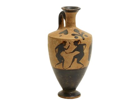 PICCOLA LEKYTHOS ATTICA A FIGURE NERE DATAZIONE: inizi V sec. a. C. MATERIA E...