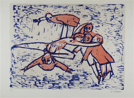 Mino Maccari COMPOSIZIONE litografia su carta, cm 50x70; 1/125 firma