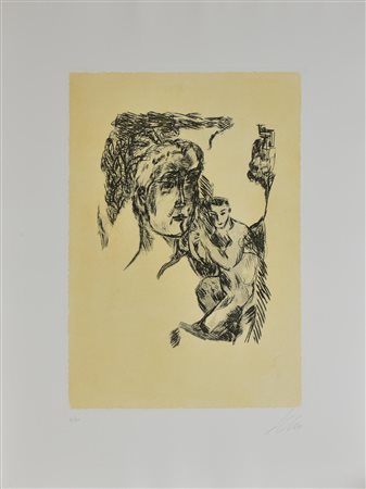 Sandro Chia SENZA TITOLO incisione su carta, battuta cm 62x44, su foglio cm...