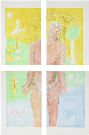 Sandro Chia SENZA TITOLO opera composta da 4 incisioni su carta, battute cm...