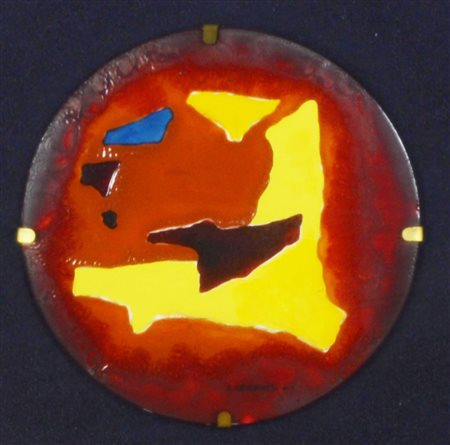 Luigi Veronesi L.V.-35 SENZA TITOLO smalto su rame, diametro cm 10 firma e...