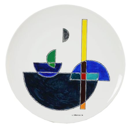 Luigi Veronesi L.V.56 SENZA TITOLO Piatto in ceramica smaltata, diametro cm...