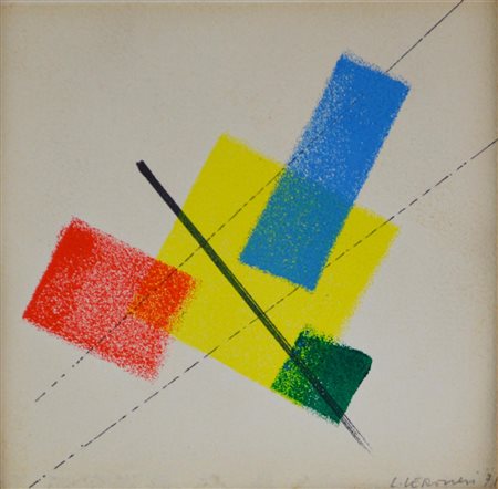 Luigi Veronesi SENZA TITOLO tempera su carta, cm 13x13 firma e datato sul...