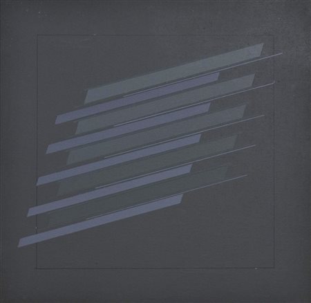 Andrea Pierbò PROGRESSIONI VERTICALI olio su tela, cm 40x40 sul retro: firma,...