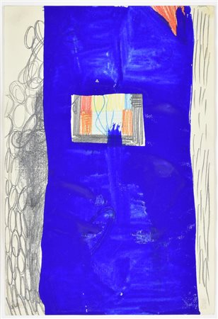 Emilio D'Elia COMPOSIZIONE tecnica mista su carta, cm 24x17 sul retro: firma...