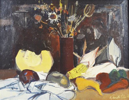 Giancarlo Perelli Cippo NATURA MORTA olio su tela, cm 60x80 firma e data...