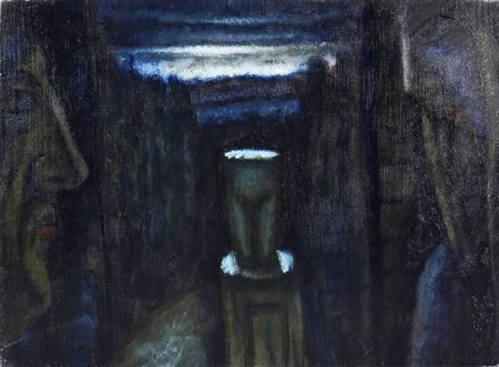 Enrico Allimandi MEDITAZIONE olio su tela, cm 46x61 eseguito nel 1962 circa
