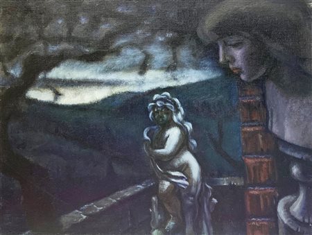 Enrico Allimandi IL SATIRO E IL VOLTO olio su tela, cm 50x61 eseguito nel...